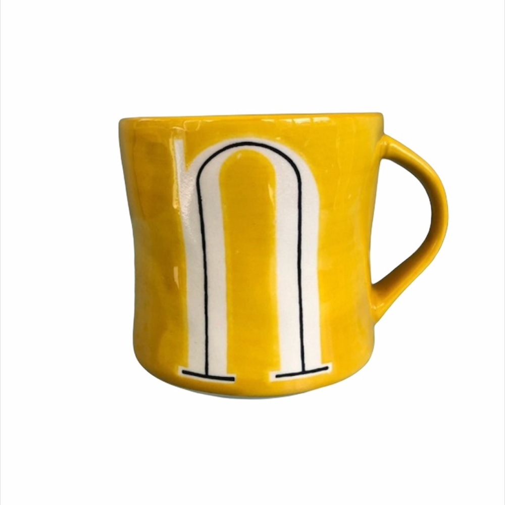 Anthropologie Hand Painted Letter N Coffee Mug
